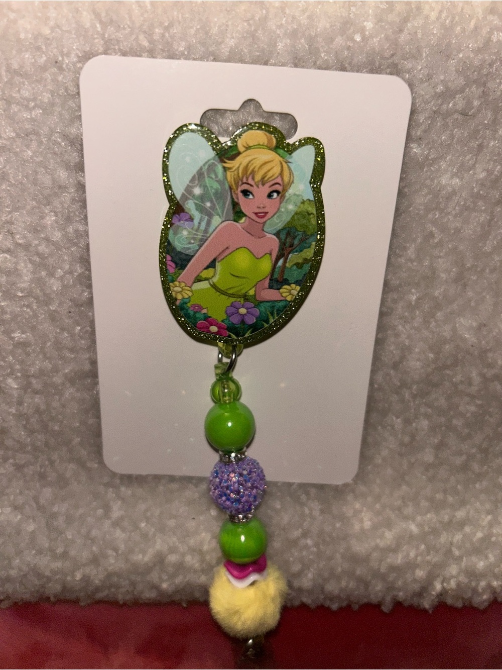 Tinker Bell Inspired Green Bead badge reel